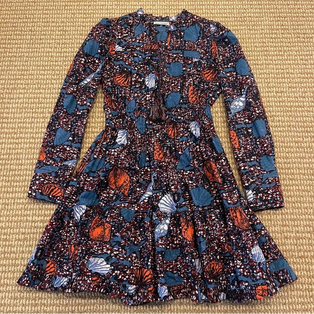Ulla Johnson Ismaya Long-Sleeve Mini Dress Blue & Red 4 - Picture 3 of 9